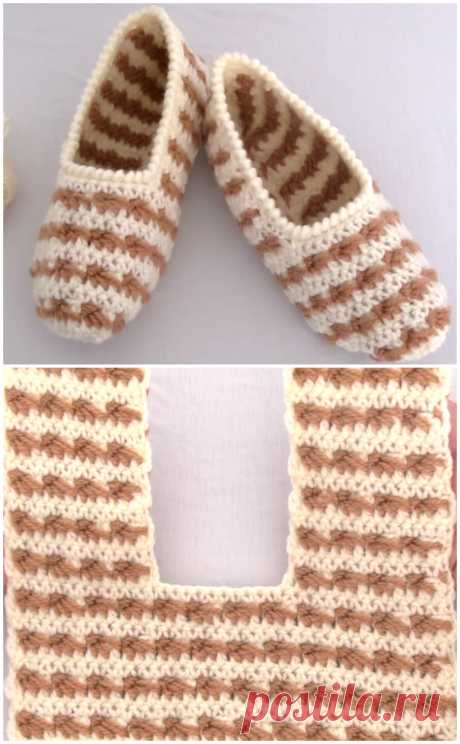 Crochet Two Colored Slippers - Crochet Ideas