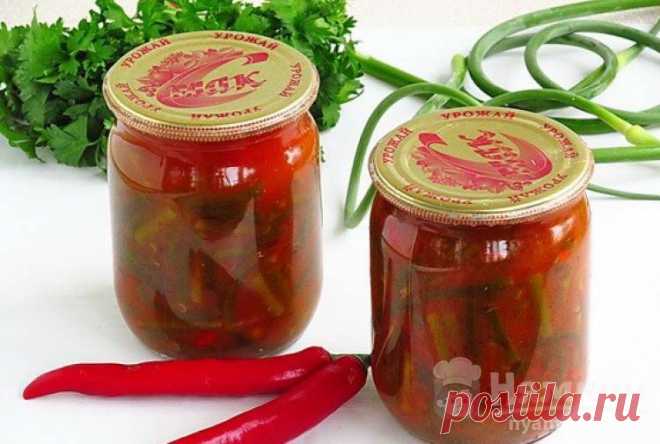 Чесночные стрелки в томате на зиму рецепт пошаговый с фото - Nyamkin.RU Чесночные стрелки в томате на зиму — пошаговый рецепт приготовления. Русская кухня. Необходимые продукты: стрелки чесночные, вода, паста томатная, соль, сахар, масло растительное рафинированное