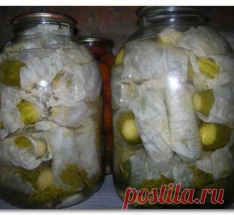 Огурцы в капустных листьях