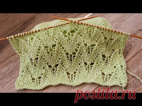 Узор Листики – Бабочки 🦋 спицами