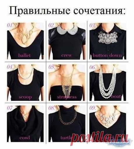 как правильно сочетать украшения с вырезом одежды