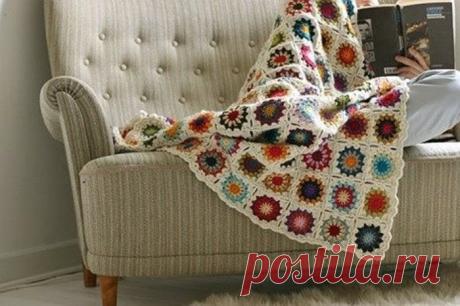 Как связать одеяло из остатков пряжи