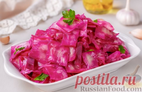 Рецепт: Маринованная капуста &quot;Пелюстка&quot; со свёклой и чесноком на RussianFood.com