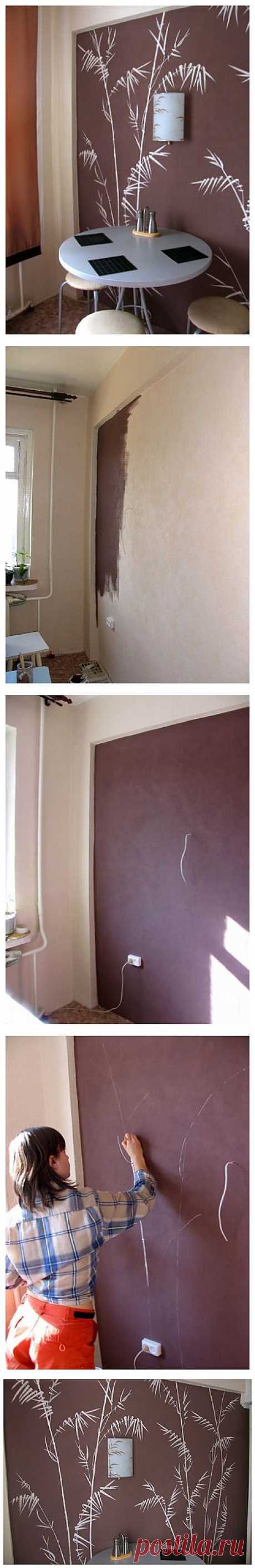 Рисуем на стене в кухне.