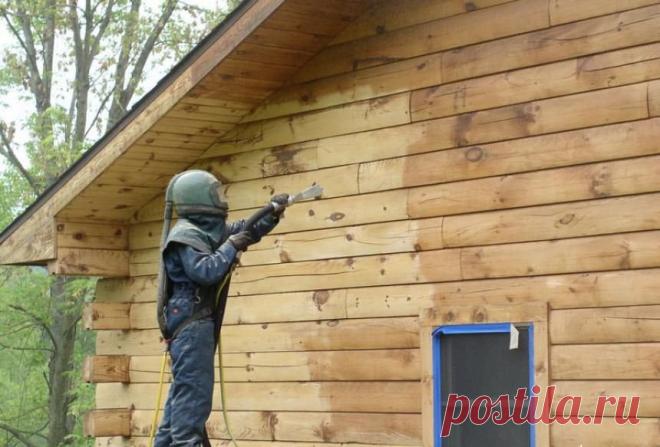 Пескоструйная обработка деревянных домов | Блог самостройщика | Пульс Mail.ru Пескоструйная обработка потемневших деревянных строений. Дерево приобретает текстуру как после брашировальной насадки.