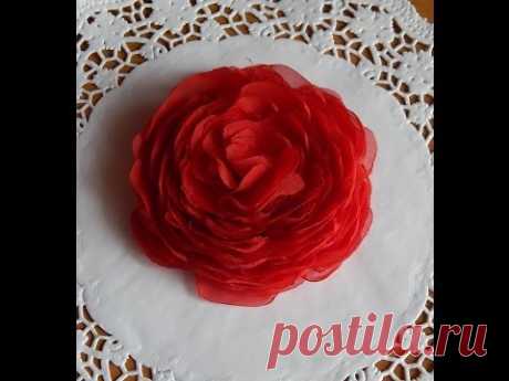 Цветы из ткани.Как сделать розу из шифона.Rose Fabric