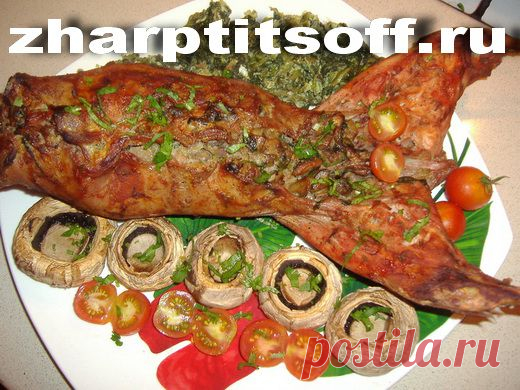Жаркое из кролика, нашпигованного копченым салом