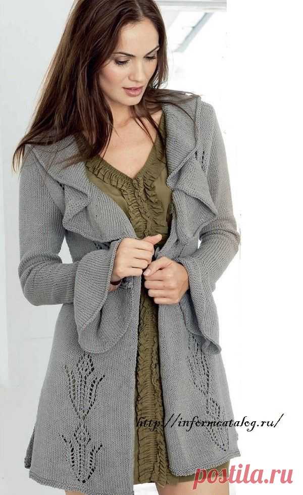 Серий Кардиган с Воланами — Спицами | Ниточка