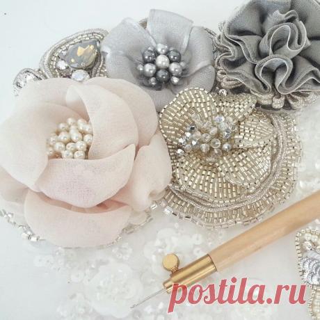 Варианты размещения узоров, вышитых люневильским крючком - Ярмарка Мастеров - ручная работа, handmade