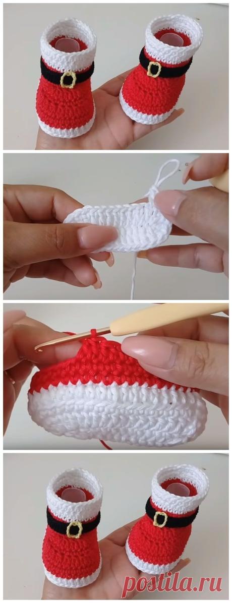 Crochet Baby Santa zābaki. Kas nepatīk saģērbt kā Santa Claus? Tas ir sapnis par katru bērnu. Baudiet!