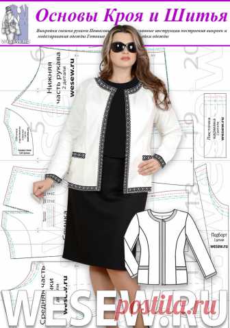 Готовая выкройка жакета в стиле Шанель для полных в четырех размерах