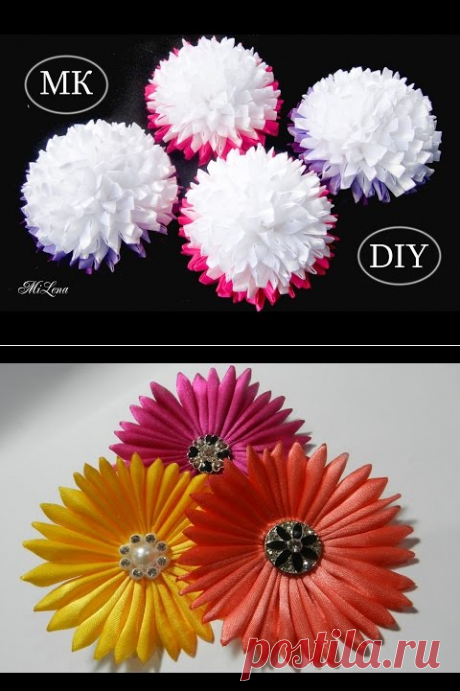 Пышные банты из узкой ленты, МК / DIY Lush Ribbon Bows - YouTube
