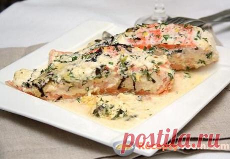 Запеченный лосось, с соусом из белого вина и лука порея — рецепт