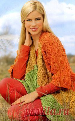 Жакет связанный поперёк. Вязание спицами для женщин. Узелок.ру