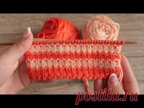 Узор спицами из полосок | Striped knitting pattern