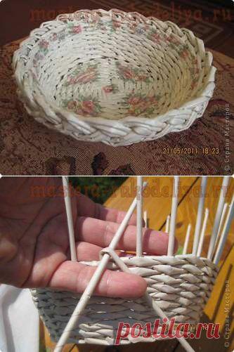 Мастер-класс по плетению из газет: Тарелочка с косичкой