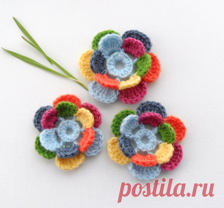 Crochet Applique Multicolored Flowers Any от CraftsbySigita
