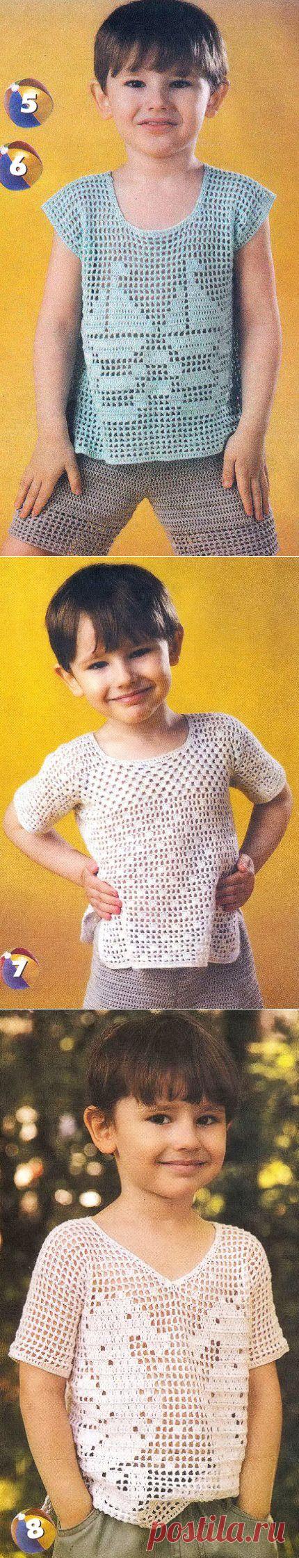 Вязаные футболки для мальчиков - вяжем для детей » Вязание крючком - схемы, видео, уроки