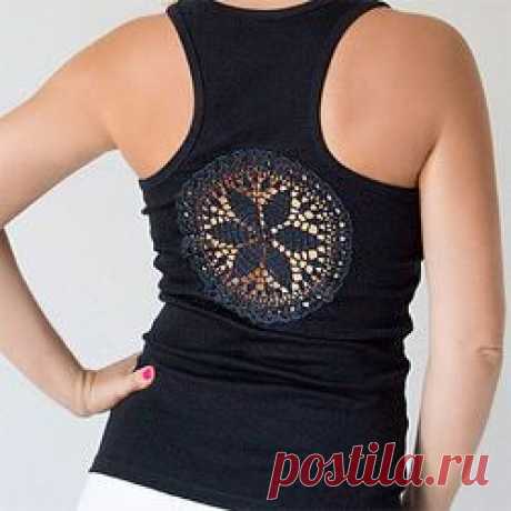 hand made майка с ажурной вставкой