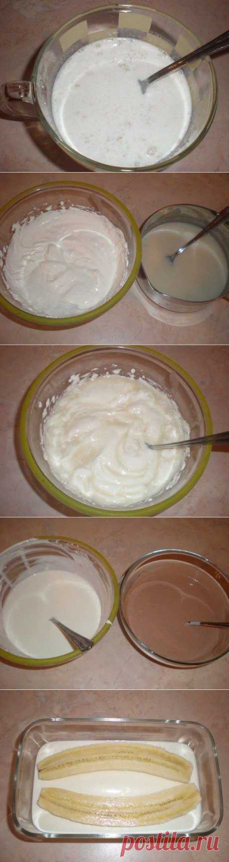 Очень вкусный, творожный десерт с бананом.