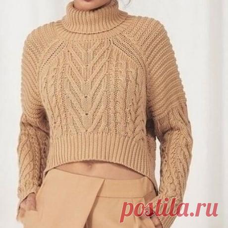 Джемпер с косами песочного цвета
#knitting #вязание_спицами #джемпера_спицами