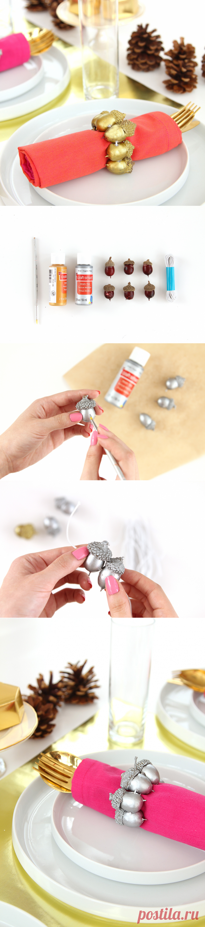 DIY Metallic Acorn Napkin Ring | Design*Sponge