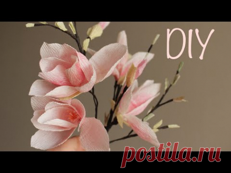 DIY Crepe paper flower Magnolia / Магнолия из гофрированной бумаги - YouTube