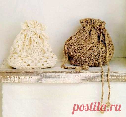 Сумочки-мешочки крючком. 

#сумки@knittinglove