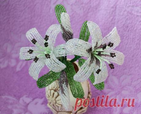 Белая лилия - Цветочки ягодки из бисера - Бисерный сайт - V.I.P. бисер