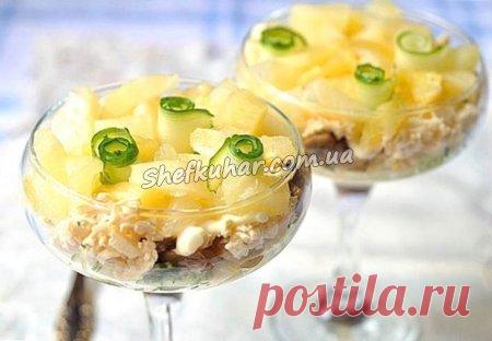 Салат з ананасами і печерицями - рецепт страви з фото