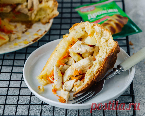 Сытный пирог с курицей и картофелем пошаговый рецепт с фото на сайте академии выпечки Dr.Oetker