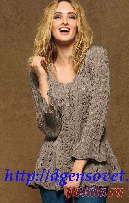 Ажурный жакет-туника спицами от сайта 