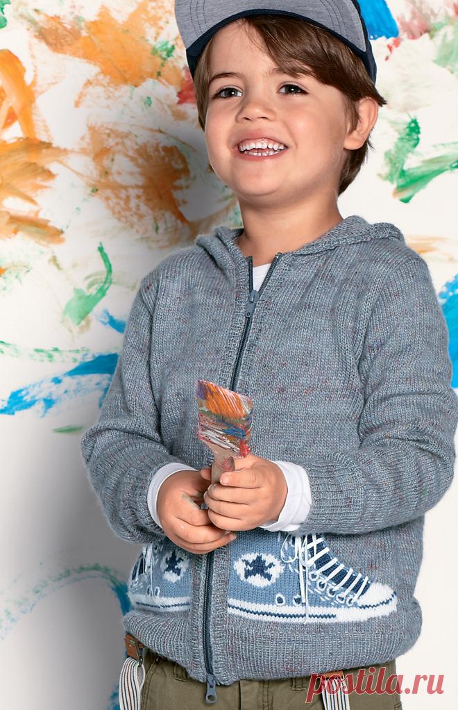 Кофта с капюшоном и карманами - схема вязания спицами. Вяжем Кофты на Verena.ru