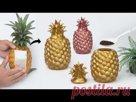 Pineapple Sugar pot / Coffee pot making at home with Cement // Cement pot making