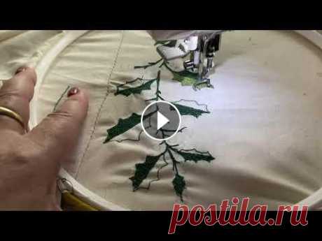 Декоративная вышивка на машинке-остролист/Подарки своими руками/embroidery holly/новогодняя салфетка Возвращаемя к истокам: вышиваем руками, на машинке, салфетки и другие предметы для уютной атмосферы в интерьере. ......... Плейлист &quot;НОВОГОДНИЕ П...
