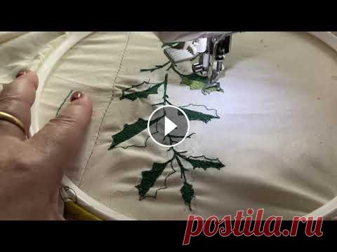 Декоративная вышивка на машинке-остролист/Подарки своими руками/embroidery holly/новогодняя салфетка Возвращаемя к истокам: вышиваем руками, на машинке, салфетки и другие предметы для уютной атмосферы в интерьере. ......... Плейлист "НОВОГОДНИЕ П...