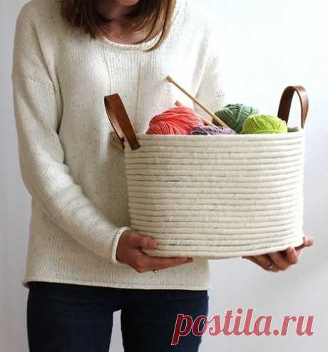 Корзинка из бельевой верёвки. МК