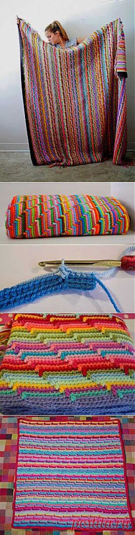 С миру по нитке... : Вязание крючком.Плед &quot;Радуга&quot;.