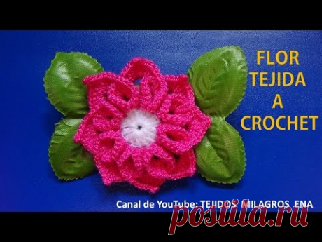 Flor tejida a crochet # 3 para tejer tapetes o carpetas con flores