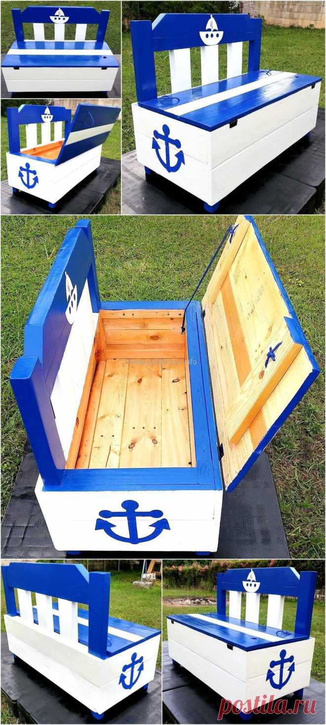 Wood Pallets Made Toy Chest Cum Bench | Pallet Ideas