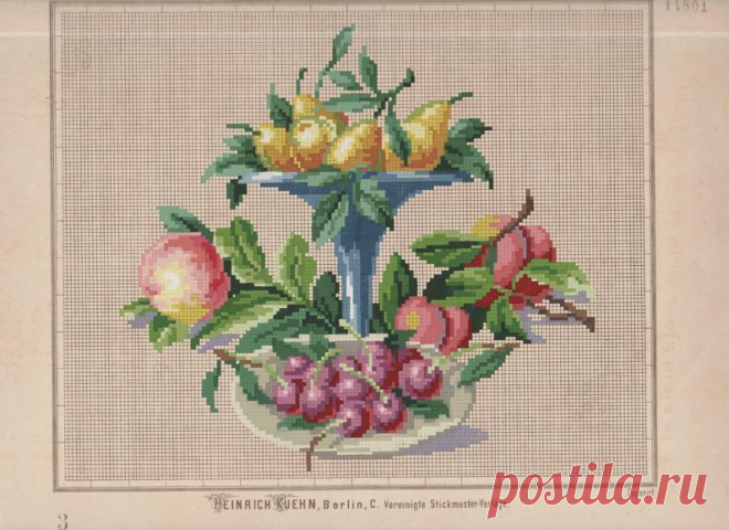 Vintage embroidery scheme Still life with fruit. Restoration | Etsy