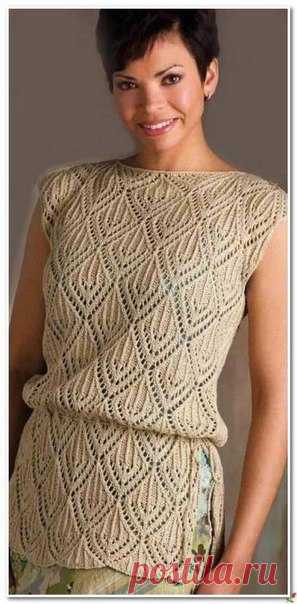 Ажурная туника вязаная спицами