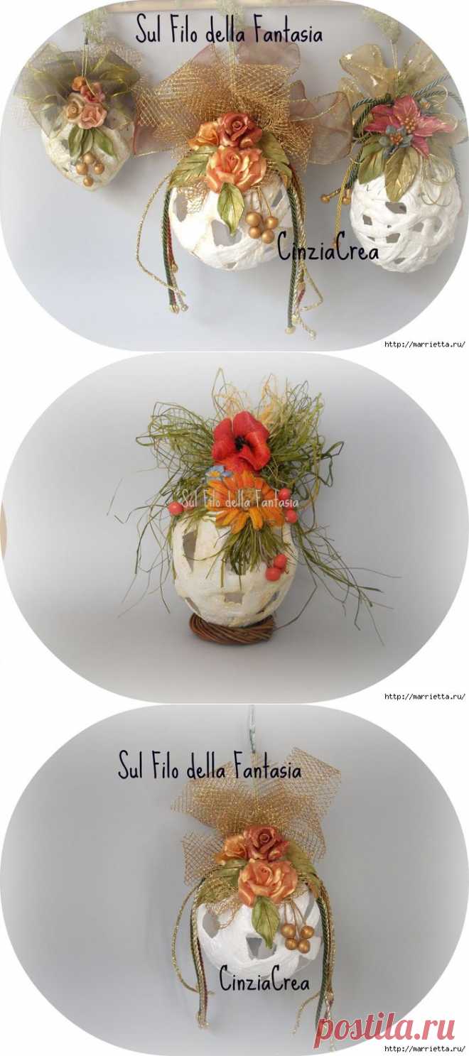 Елочные шары из полосок гипсового бинта. Мастер-класс.