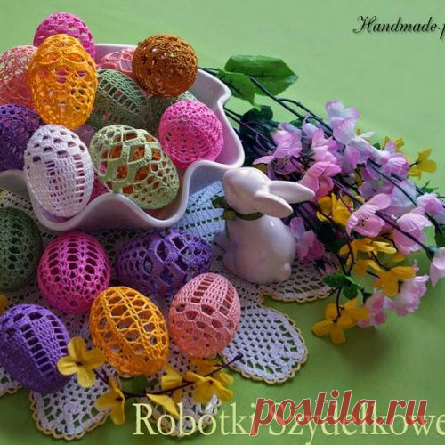 Как крахмалить вязаные пасхальные яйца!