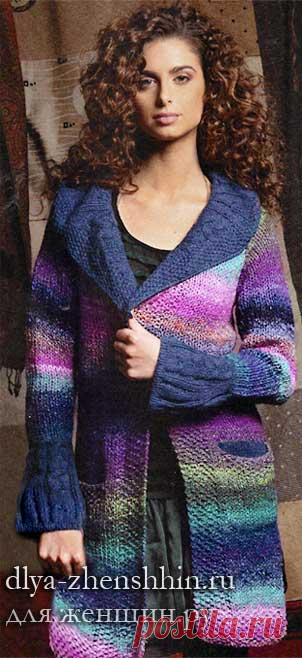 Вязаный кардиган спицами для женщин с описанием и фото
