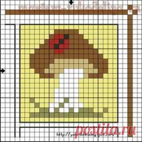 Мастера рукоделия - рукоделие для дома. Бесплатные мастер-классы, фото и видео уроки - Схема для вышивки крестом: Гриб