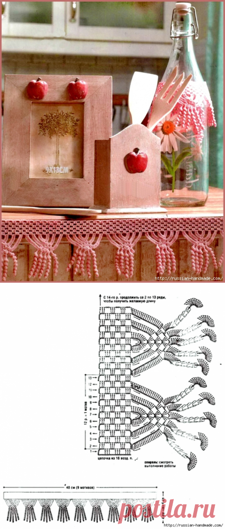 Вязание крючком. Бордюр с висюльками)