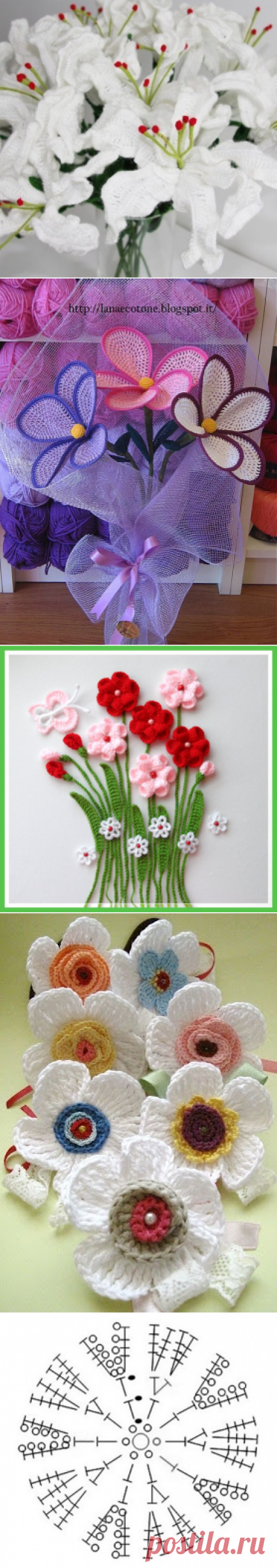 Нежные цветы, связанные крючком — Рукоделие