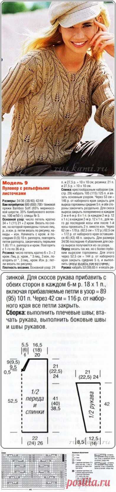 Красивый пуловер спицами » Сайт "Ручками" - делаем вещи своими руками