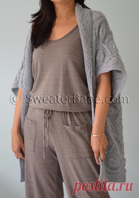 Вязание для женщин. Серый кардиган-конверт спицами (Hamachi Cardigan Addendum by SweaterBabe) для женщин / Вязание